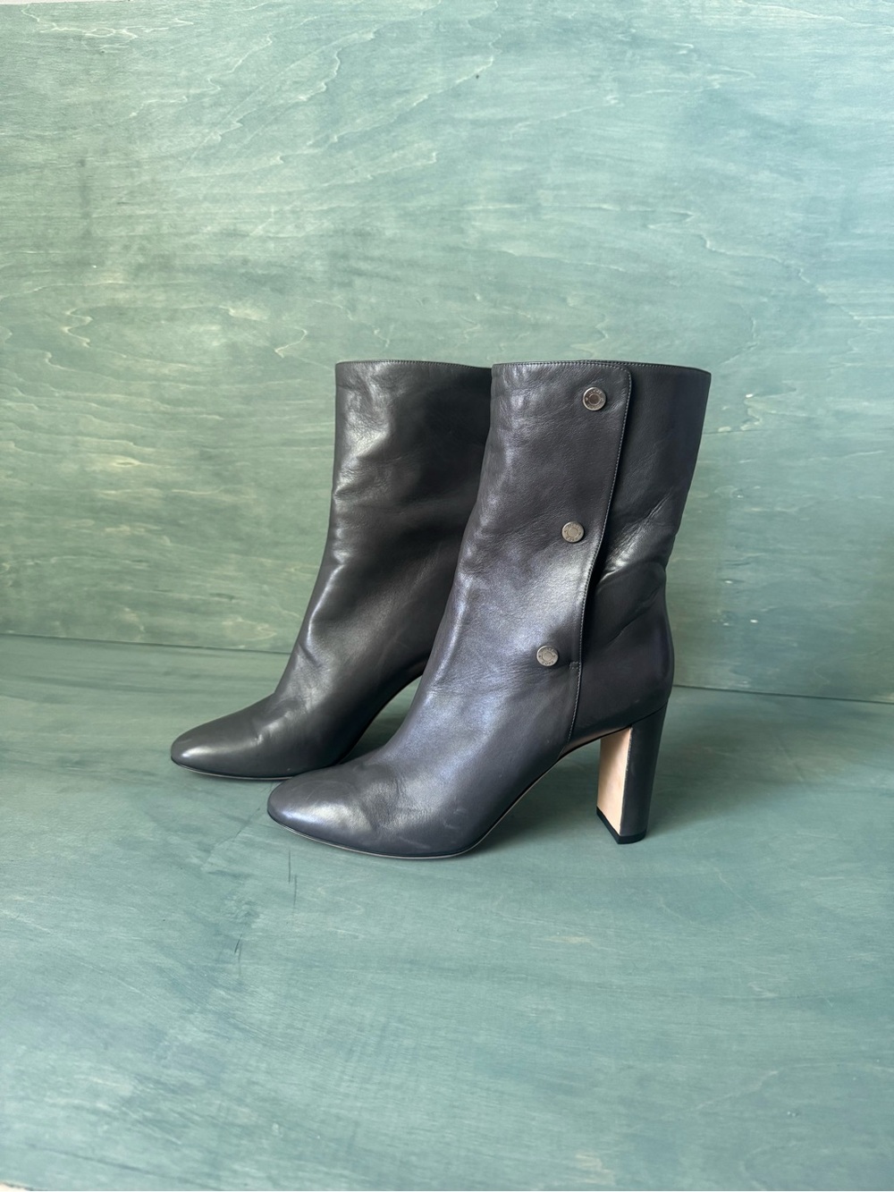 Jimmy Choo Dayno Gray Nappa Leather MidCalf Boot- EU 41/  Fits like 9.5/10
